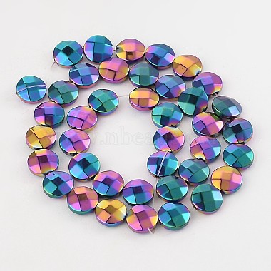 Electroplate Non-magnetic Synthetic Hematite Flat Round Bead Strands(G-L368-05E)-2