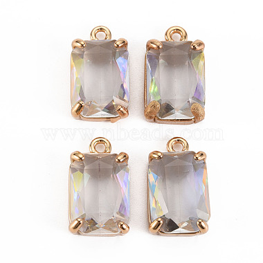 Light Gold Clear AB Rectangle Brass+Glass Pendants