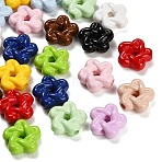 Baking Paint Opaque Acrylic Beads, Flower, Mixed Color, 15x16x6.5mm, Hole: 2mm(AC-CBAD9B6-01)