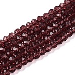 Glass Beads Strands, Faceted Abacus, Rondelle, Pale Violet Red, 3.5~3.8x3mm, Hole: 0.8~1mm, about 105~110pcs/strand, 29~31cm(EGLA-A034-T3mm-D13)
