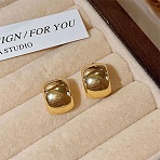 Alloy Stud Earrings for Women, Half Hoop Earrings, Golden, 12.5x9.5mm(AL-CBA1AA3-03G)