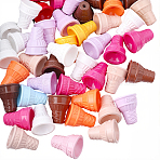 50Pcs Baking Paint Opaque Acrylic Beads, Ice Cream Cone, Mixed Color, 20.5x17.5mm, Hole: 2.8mm(MACR-SP0002-17)