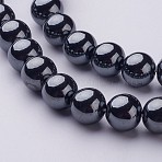 Non-Magnetic Synthetic Hematite Beads Strands, Grade AA, Round, Black, 10mm, Hole: 1.8~2mm, about 40~42pcs/strand, 15.7inch(X-G-H1623-10mm-1)