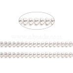 Brass Handmade Cobs Chains, Link Chains, with Spool, Long-Lasting Plated, Soldered, Leaf, Platinum, 7x6.5x0.5mm, about 32.8 Feet(10m)/roll(CHC-G006-05P)