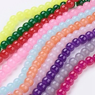 Imitation Jade Glass Beads Strands, Spray Painted, Round, Mixed Color, 8mm, Hole: 1.3~1.6mm, about 100pcs/strand, 31.4 inch(DGLA-S076-8mm-M)