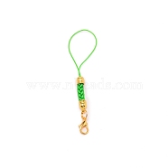 Polyester Cord Mobile Straps, with Golden Iron Findings, Lime Green, 88mm(MOBA-TAC0001-01C)