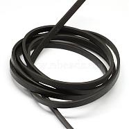 Flat Imitation Leather Cords, Black, 5x2mm, about 1.31 yards( 1.2m)/strand(LC-Q009-01G)