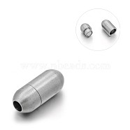 Matte 304 Stainless Steel Barrel Magnetic Clasps with Glue-in Ends, Stainless Steel Color, 16x7mm, Hole: 3mm(STAS-E089-06A)