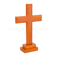 Pine Wood Cross Display Decorations, for Home Desktop Decoration, Religion, Dark Orange, 61x180x294mm(AJEW-WH0083-30B)