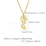 Stainless Steel Geometric Artistic Hollow Animal Pendant Necklaces, Clavicle Chain Necklaces for Women, Golden, Sea Horse, 17.72 inch(45cm)(JK0174-8)