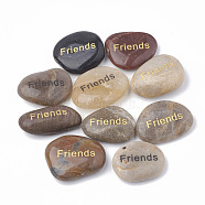 Natural River Stone Palm Stone, Pocket Stone, Nuggets with  Word Friends, 30~50x20~35x7~15mm(G-S299-73C)