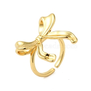 Bowknot Brass Open Cuff Finger Rings for Women, Real 18K Gold Plated, 25mm,  Adjustable (RJEW-A048-30G)