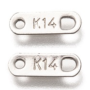 304 Stainless Steel Slice Chain Tabs, Oval with Word K14, Stainless Steel Color, 11x4x0.5mm, Hole: 1.2~2mm(STAS-Z024-03P)