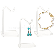 Acrylic Bracelet Display Stands, Watch Display Holder, Hook Shape, Clear, Finished Product: 7.2x5.5x12.5cm, 2pcs/set(BDIS-WH0002-11)