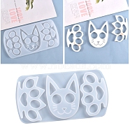 Cat & Paw Shape Self Defense Keychain Silicone Molds,  Resin Casting Molds, For UV Resin, Epoxy Resin Jewelry Making, White, 226x117x9mm(X-DIY-P006-30)