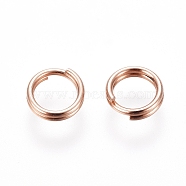 304 Stainless Steel Split Rings, Double Loops Jump Rings, Rose Gold, 5x1mm, Inner Diameter: 3.5mm, Single Wire: 0.5mm(STAS-E484-70B-RG)