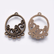 Tibetan Style Alloy Chandelier Components Links, Oval, Antique Bronze, 30x20x2mm, Hole: 1mm(TIBE-F025-21AB)