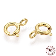 925 Sterling Silver Spring Ring Clasps, with 925 Stamp, Real 18K Gold Plated, 11x7x1.5mm, Hole: 2mm(STER-T004-81B-G)