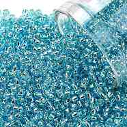 TOHO Round Seed Beads, Japanese Seed Beads, (23) Silver Lined Light Turquoise, 11/0, 2.2mm, Hole: 0.8mm, about 1103pcs/10g(X-SEED-TR11-0023)