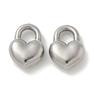 Anti-Tarnish 304 Stainless Steel Charms, Heart Padlock Charm, Stainless Steel Color, 15x11x5mm, Hole: 4x4mm(STAS-Q334-39P)