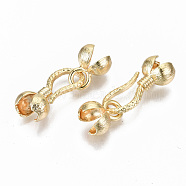 Brass Hook and S-Hook Clasps, Nickel Free, Flower, Real 18K Gold Plated, 23x10.5x8mm, 14x10.5x8mm(KK-S356-114G-NF)