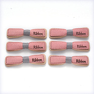 Faux Suede Patches, Costume Ornament Accessories, for Magic Tape Hair Clip Making, Bow, Pink, 14x53x8mm(X-FIND-R075-06)