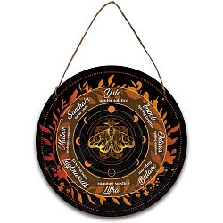 Artsy Woodsy Wheel of the Year Wood Witch Calendar Hanging Wall Decorations, with Jute Twine, Flat Round with Word, Butterfly Farm, 300x5mm(HJEW-WH0027-024)