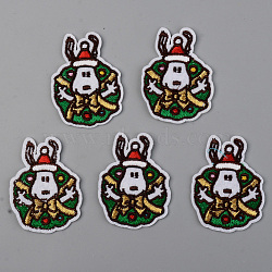 Christmas Computerized Embroidery Cloth Iron on/Sew on Patches, Appliques, Costume Accessories, Christmas Reindeer/Stag, Colorful, 53x40.5x1.5mm(DIY-S040-081)