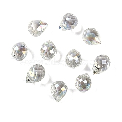 Electroplate Glass Beads, Half Plated, Faceted, Teardrop, Medium Aquamarine, 8x6mm, Hole: 1mm(EGLA-C008-01A-HP02)