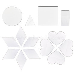 240Pcs 6 Styles Glass Mirror, for Folding Compact Mirror Cover, Triangle & Rectangle & Square & Rhombus & Heart &  Flat Round, Silver, 14.5~25x12.5~24.5x0.9~1mm, 40pcs/style(AJEW-GL0001-58)