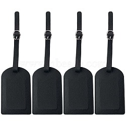 CutHollow 4Pcs PU Leather Luggage Tag, with Iron Clasp, Travel ID Labels, Suitcase Name Tags, Black, 111x70mm(OFST-CL0001-01A-03)