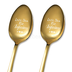 Stainless Steel Spoons Set, with Packing Box, Word Pattern, Golden Color, Arrows Pattern, 182x43mm, 2pcs/set(AJEW-WH0253-008)