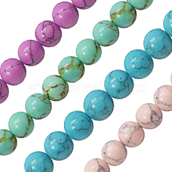 Synthetic Turquoise Beads Strands, Dyed, Round, Mixed Color, 6mm, Hole: 1mm, about 66pcs/strand, 15.7 inch(TURQ-H038-6mm-M)