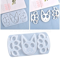 Cat & Paw Shape Self Defense Keychain Silicone Molds,  Resin Casting Molds, For UV Resin, Epoxy Resin Jewelry Making, White, 226x117x9mm(X-DIY-P006-30)