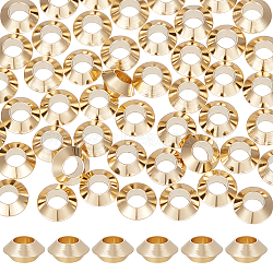 70Pcs Brass Beads, Long-Lasting Plated, Bicone, Real 24K Gold Plated, 6x3mm, Hole: 3mm(KK-BBC0009-21)