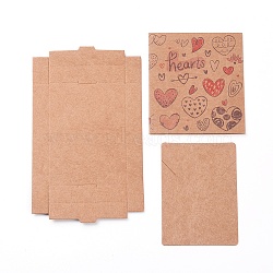 Kraft Paper Boxes and Necklace Jewelry Display Cards, Packaging Boxes, with Heart Pattern, BurlyWood, Folded Box Size: 7.3x5.4x1.2cm, Display Card: 7x5x0.05cm(X-CON-L016-B10)
