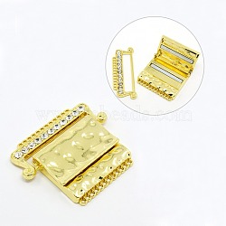 12-Strand Rectangle Alloy Rhinestone Magnetic Clasps, 24 Holes, Golden, 50x43x8mm, Hole: 2mm(PALLOY-A054-G)