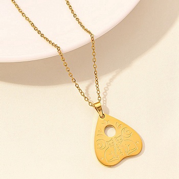 Love Heart Stainless Steel Pandant Necklace, Golden, Cat Shape, 15.75 inch(40cm)