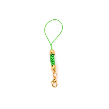 Polyester Cord Mobile Straps, with Golden Iron Findings, Lime Green, 88mm