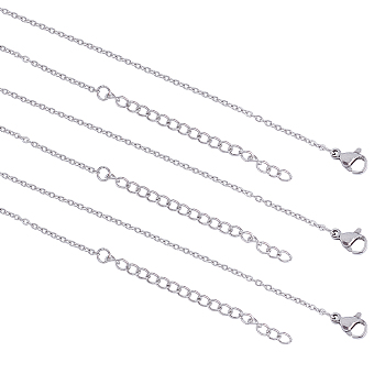 304 Stainless Steel Cable Chain Necklace, with Lobster Claw Clasps, Stainless Steel Color, 12pcs/box