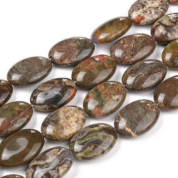 Natural Ocean Jasper Beads Strands, Oval, 25x18x8mm, Hole: 1.5mm, about 16pcs/strand, 15.75 inch(40cm)