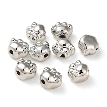 Plating Acrylic Beads, Paw Print, Silver Plated, 13x15.5x10mm, Hole: 3mm