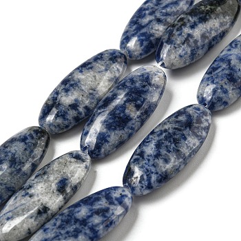 Natural Blue Spot Jasper Beads Strands, Flat Oval, 30x13x5.5mm, Hole: 1mm, about 13pcs/strand, 15.35''(39cm)