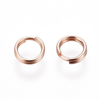 304 Stainless Steel Split Rings, Double Loops Jump Rings, Rose Gold, 5x1mm, Inner Diameter: 3.5mm, Single Wire: 0.5mm