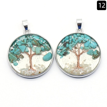 Synthetic Turquoise Pendants, Flat Round, 33mm