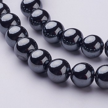 1 Strand Grade AAA Non-Magnetic Synthetic Hematite Round Beads Strands, Black, 10mm, Hole: 1.8~2mm, about 42pcs/strand