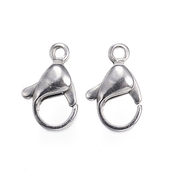 304 Stainless Steel Lobster Claw Clasps, Stainless Steel Color, 12x7x3.5mm, Hole: 1.2mm