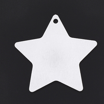 Aluminium Pendants, Laser Cut Pendants, Star, Silver Color Plated, 46.5x48.5x1mm, Hole: 3mm