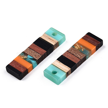 Coral Rectangle Resin+Wood Pendants