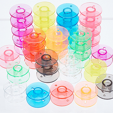 90Pcs 9 Colors Transparent Plastic Bobbins(TOOL-BC0002-15)-4